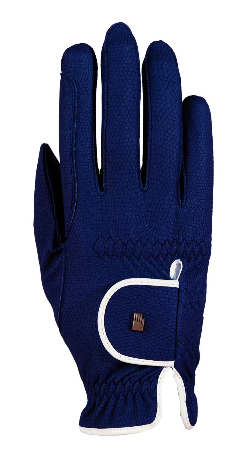 Roeckl Lona Contrast Trim Gloves Navy/ White